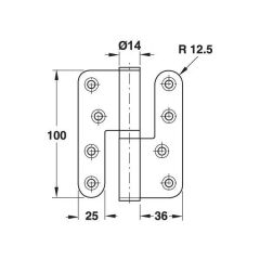 HAFELE Yaprak ment.çık.p.çel.siyah 100mm sağ