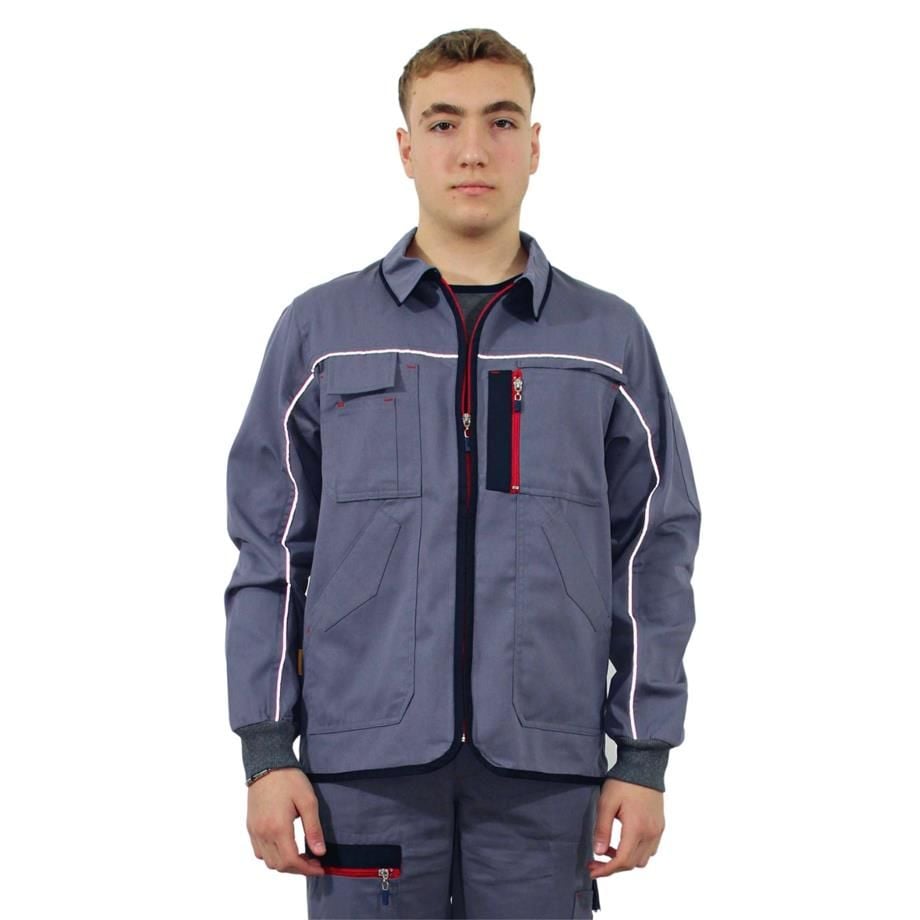 Persmont GM04 Unisex Fermuarlı Gabardin Yazlık Mont GRİ HARMAN - 2XL